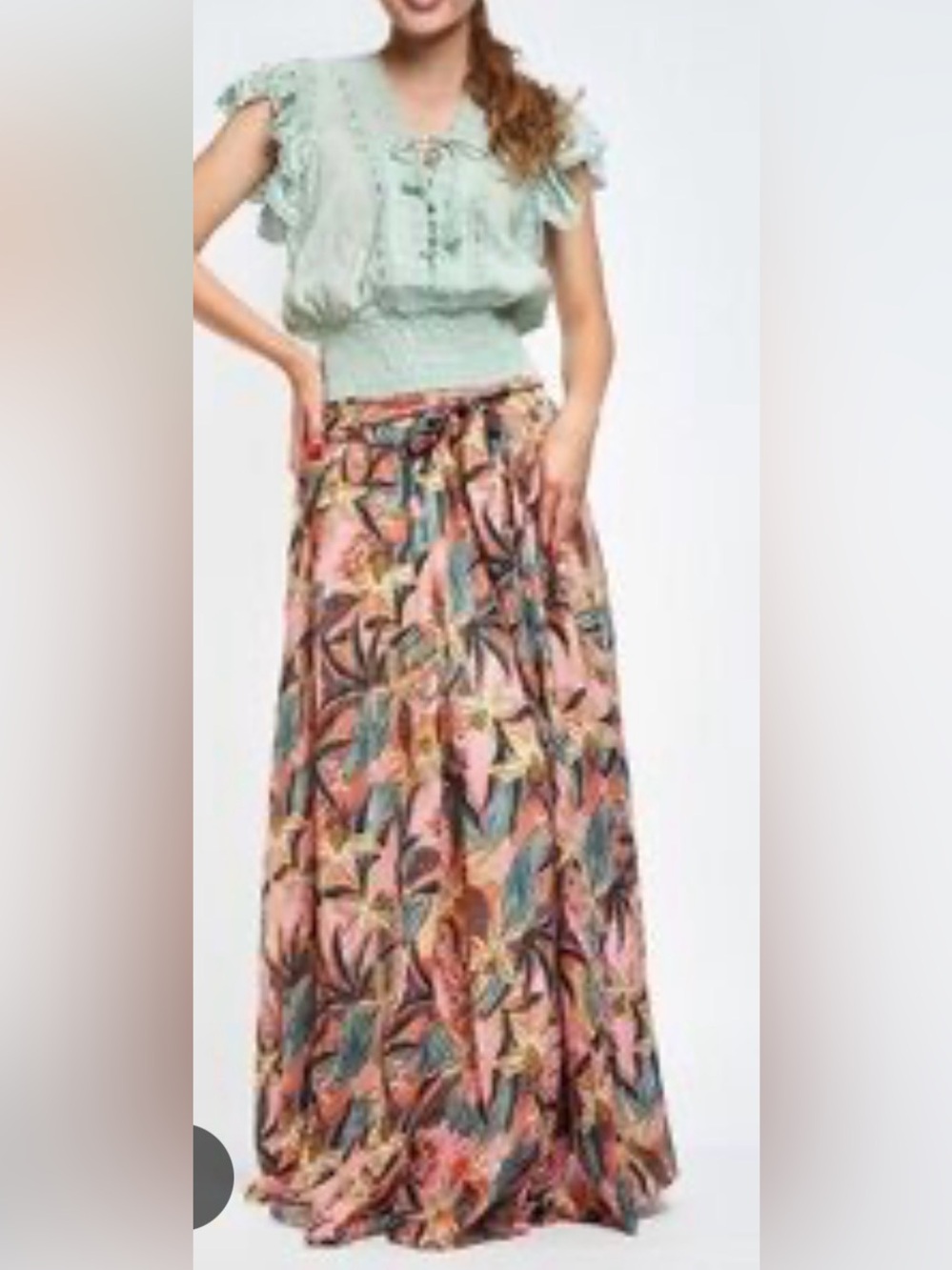 HD Her Destiny Pink Tropical Floral Maxi Skirt - Size Medium